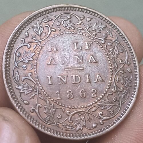 British India Beautifully toned (reverse) 1862 Half Anna Brown