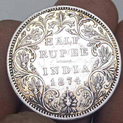 Excellent Detail 1874B Half Rupee Dot A/II Bombay Mint – Scratches in Obverse