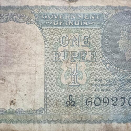 British India 1940 One Rupee George VI Signed by CB Jones – Fine Grade – Well Circulated