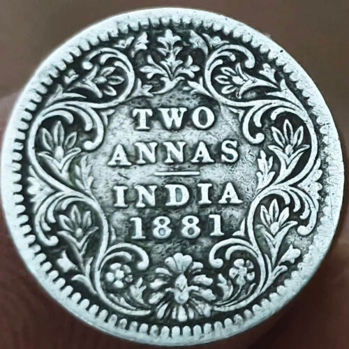 1881 2 Anna Victoria Empress Fine Grade Silver