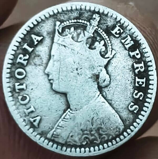 1881 2 Anna Victoria Empress Fine Grade Silver - Image 2