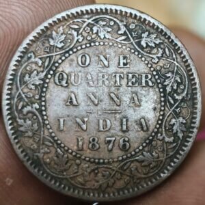1876C 1/4 Anna Victoria Queen BI Copper