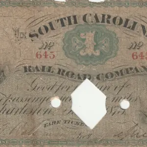 1873 South Carolina Railroad Company Fair Ticket-serial-645