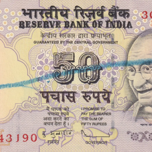 Star Cancelled 40 Rupee UNC Note Serial 3CC* with Cancelled mark