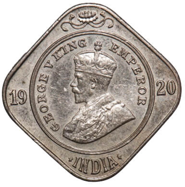 British-India-George-V,-Copper-Nickel,-2-Annas,-1920,-Calcutta-Mint