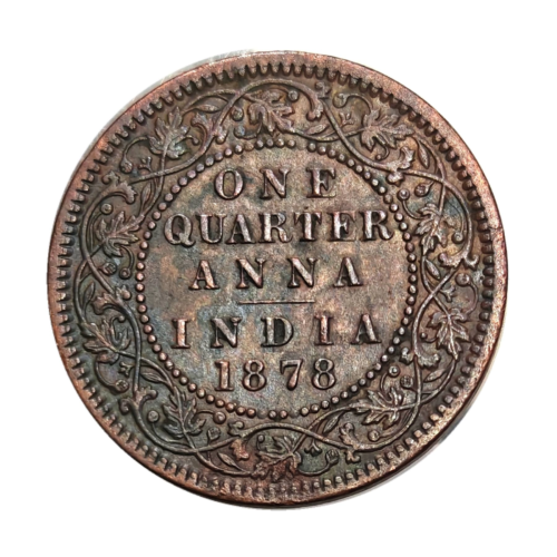 Rare 1878 Quarter Anna Vicrotia Empress British India Copper High Grade Cleaned