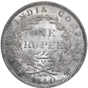 Victoria-Queen,-Silver,-Rupee,-1840,-CL,-Calcutta-Mint,-Uncirculated.-Rare.-1