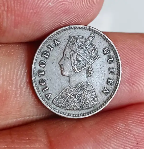 1875 1-12 Anna Victoria Empress Calcutta Mint Ecellent Detail Copper