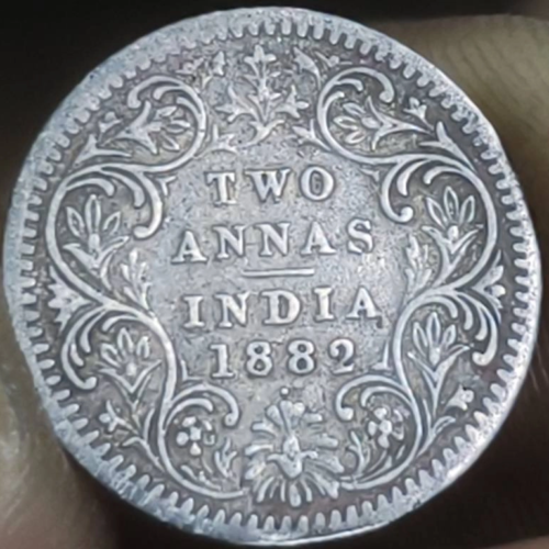 1882 2 Anna Bombay Mint Victoria Empress British India Silver Coins