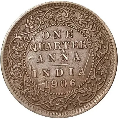 1906 Quarter Anna Bronze Edward VII British India Weighs around 4.99grams – #2