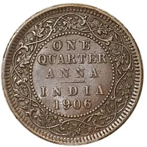 1906 Quarter Anna Bronze Edward VII British India Weighs around 4-99grams