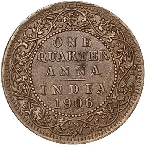 1906 Quarter Anna Bronze Edward VII British India Weighs around 4.99grams – #3