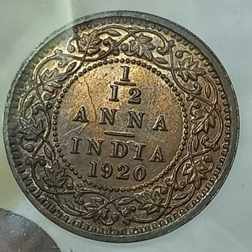 #6 UNC 1920 1/12 Anna George V British India Obv – Gem Condition