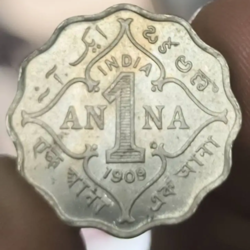 1909 1 Anna Lusterous Edward VII Rare Uncirculated Coin