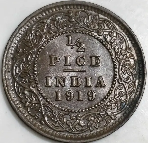 1919-Half-Pice-Brown-George-V-British-India-1