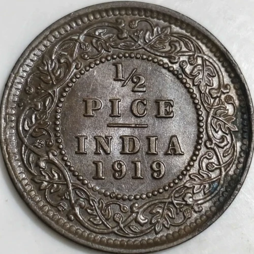 1919 Half Pice Brown George V British India