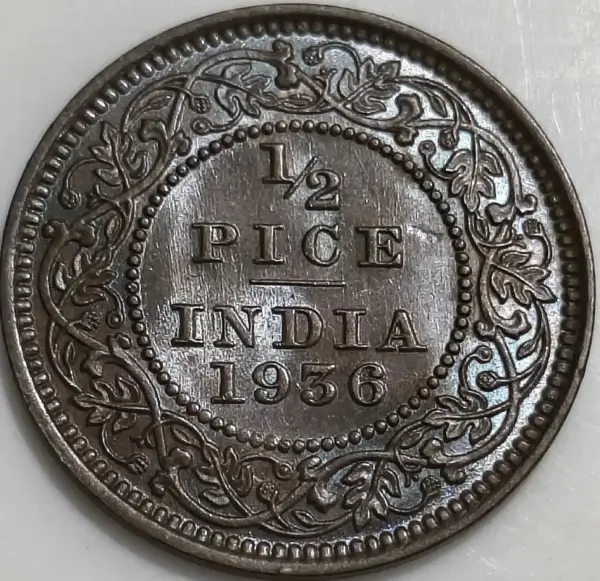 1936-Half-Pice-Brown-UNC-George-V-British-India