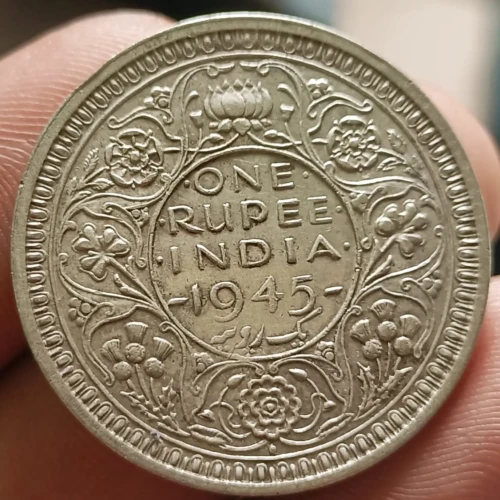 1945 Large 5 One Rupee George VI British India Bombay Mint